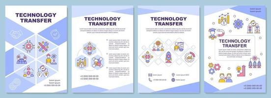 Technology transfer brochure template. Sharing knowledge and skills. Flyer, booklet, leaflet print, cover design with linear icons. Vector layouts for presentation, annual reports, advertisement pages