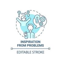 Inspiration from problems blue concept icon. Entrepreneur characteristic abstract idea thin line illustration. Finding effective solutions. Vector isolated outline color drawing. Editable stroke