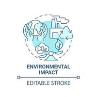 Environmental impact blue concept icon. Social entrepreneurship abstract idea thin line illustration. Business affects climate and ecology. Vector isolated outline color drawing. Editable stroke