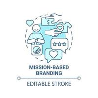 Mission based branding blue concept icon. Social entrepreneurship abstract idea thin line illustration. Business values and principles. Vector isolated outline color drawing. Editable stroke