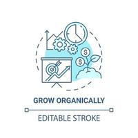 Grow organically blue concept icon. Starting social entrepreneurship abstract idea thin line illustration. Company growth and development. Vector isolated outline color drawing. Editable stroke