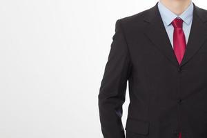 Close up handsome man in elegant suit isolated on white background. Businessman and business concept. Copy space and mock up. Cropped image photo