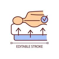 icono de color rgb del colchón de la columna vertebral. colchón ortopédico. Prevención de dolores de espalda y problemas de postura. correcta alineación de la columna. ilustración vectorial aislada. dibujo de línea rellena simple. trazo editable vector