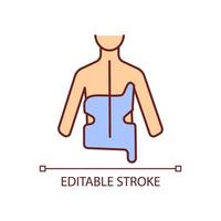 Scoliosis brace RGB color icon. Spine curvature correcting method. Spinal deformation prevention. Backbone orthosis treatment. Isolated vector illustration. Simple filled line drawing. Editable stroke