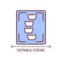 X-ray of scoliosis RGB color icon. Detailed spinal image. Backbone curvature examination. Spine bones deformation testing. Isolated vector illustration. Simple filled line drawing. Editable stroke