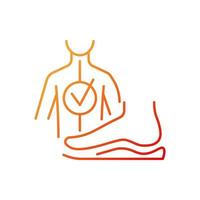 Orthotics gradient linear vector icon. Foot orthoses. Foot pad. Scoliosis prevention. Posture problems correction. Thin line color symbol. Modern style pictogram. Vector isolated outline drawing