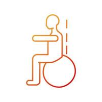 Gym ball exercises gradient linear vector icon. Scoliosis prevention. Core and back strengthening. Therapy ball. Thin line color symbol. Modern style pictogram. Vector isolated outline drawing