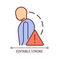 icono de color rgb de escoliosis rígida severa. escoliosis rígida. curvatura de la columna extremadamente compleja. deformidades redondeadas de la columna vertebral. ilustración vectorial aislada. dibujo de línea rellena simple. trazo editable vector