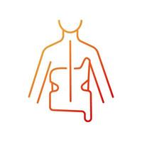 Scoliosis brace gradient linear vector icon. Spine curve correction. Spinal deformation prevention. Backbone orthosis. Thin line color symbol. Modern style pictogram. Vector isolated outline drawing