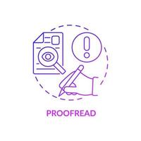 Proofread purple gradient concept icon. Writing resume abstract idea thin line illustration. Avoid spelling and grammatical mistakes. Curriculum vitae. Vector isolated outline color drawing