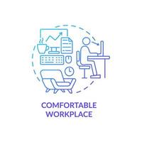 Comfortable workplace blue gradient concept icon. Employee perks and benefits abstract idea thin line illustration. Workspace environment. Office for employees. Vector isolated outline color drawing