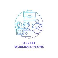 Flexible working options blue gradient concept icon. Employee perks abstract idea thin line illustration. Remote working at home. Office workplace. Vector isolated outline color drawing