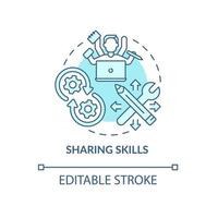 Skill transfer concept icon. Professional experience exchange. Social interaction. Knowledge dissemination abstract idea thin line illustration. Vector isolated outline color drawing. Editable stroke