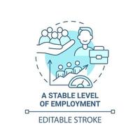 Stable level of employment blue concept icon. Social entrepreneurship abstract idea thin line illustration. Job market and rate. Economy growth. Vector isolated outline color drawing. Editable stroke