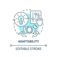 Adaptability blue concept icon. Social entrepreneur characteristic abstract idea thin line illustration. Flexibility and ability to transform. Vector isolated outline color drawing. Editable stroke