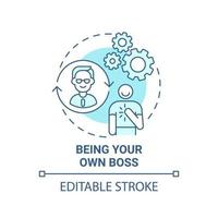 Being your own boss blue concept icon. Social entrepreneurship benefits abstract idea thin line illustration. Valuable products and service. Vector isolated outline color drawing. Editable stroke