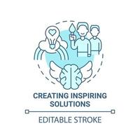 Creating inspiring solutions blue concept icon. Social entrepreneurship abstract idea thin line illustration. Motivation and incentive to change. Vector isolated outline color drawing. Editable stroke