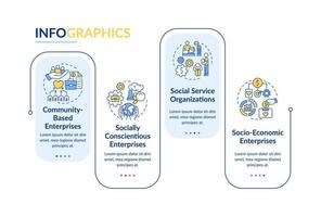 Social enterprises focus vector infographic template. Presentation outline design elements. Data visualization with 4 steps. Process timeline info chart. Workflow layout with line icons