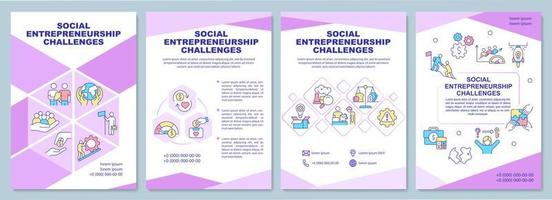 Social entrepreneurship challenges brochure template. Flyer, booklet, leaflet print, cover design with linear icons. Vector layouts for presentation, annual reports, advertisement pages