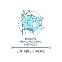 Transfering manufacturing methods concept icon. Factory efficiency growth. Production data dissemination abstract idea thin line illustration. Vector isolated outline color drawing. Editable stroke