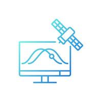 icono de vector lineal de gradiente de seguimiento satelital. Observación de órbitas de satélites artificiales mediante aplicación. símbolo de color de línea delgada. pictograma de estilo moderno. dibujo de contorno aislado vectorial