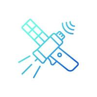 Communications satellite gradient linear vector icon. Telecommunications network. Transmiting signal satelite. Thin line color symbol. Modern style pictogram. Vector isolated outline drawing
