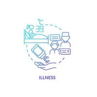 Illness blue gradient concept icon. Extra water consumption is required. Infection and flu dehydration. Rehydration abstract idea thin line illustration. Vector isolated outline color drawing.