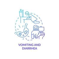 Vomiting and diarrhea blue gradient concept icon. Water and mineral loss. Stomach flu. Dehydration cause abstract idea thin line illustration. Vector isolated outline color drawing.