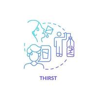 Thirst blue gradient concept icon. Excessive thirst is diabetes sign. Fluid balance in body. Dehydration sign abstract idea thin line illustration. Vector isolated outline color drawing.