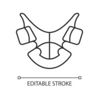 Dental retainer linear icon. Realigning teeth device. Orthodontic treatment. Removable appliance. Thin line customizable illustration. Contour symbol. Vector isolated outline drawing. Editable stroke