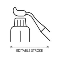 Resin dental material linear icon. Treating tooth decay. Biocompatible restorative filling. Thin line customizable illustration. Contour symbol. Vector isolated outline drawing. Editable stroke