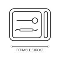 UV sterilizer disinfection box linear icon. UV light device. Disinfecting medical tools. Thin line customizable illustration. Contour symbol. Vector isolated outline drawing. Editable stroke