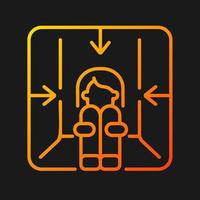 Claustrophobia gradient vector icon for dark theme. Fear of enclosed spaces as panic attack trigger. Mental problem. Thin line color symbol. Modern style pictogram. Vector isolated outline drawing
