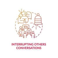 Interrupting others conversations concept icon. Hyperactive-impulsive symptom abstract idea thin line illustration. Interrupting people without thinking. Vector isolated outline color drawing