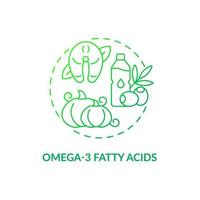 Omega three fatty acids concept icon. ADHD diet abstract idea thin line illustration. Seafood and leafy vegetables intake. Increasing attention. Health benefits. Vector isolated outline color drawing