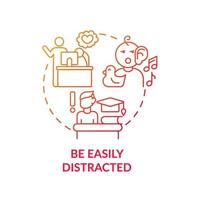 Be easily distracted concept icon. Inattentive symptom abstract idea thin line illustration. Living with attention deficit hyperactivity disorder. Vector isolated outline color drawing