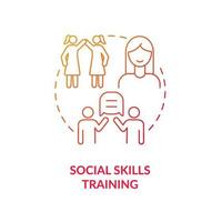 Social skills training concept icon. ADHD treatment abstract idea thin line illustration. Solving communication problems. Preventing interpersonal difficulties. Vector isolated outline color drawing