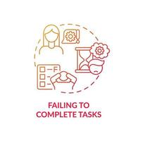 Failing to complete tasks concept icon. Inattentive symptom abstract idea thin line illustration. Excessive procrastination. Unwillingness to engage in activity. Vector isolated outline color drawing