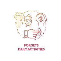 Forgets daily activities concept icon. Inattentive symptom abstract idea thin line illustration. Excessive forgetfulness. Memory problems. ADHD sign. Vector isolated outline color drawing