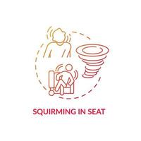 Squirming in seat concept icon. Hyperactive-impulsive symptom abstract idea thin line illustration. Response to boredom. Excessive fidgeting with hands and feet. Vector isolated outline color drawing