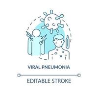 Viral pneumonia blue concept icon. Pulmonary inflammation type abstract idea thin line illustration. Caused by viral agents. Influenza symptoms. Vector isolated outline color drawing. Editable stroke