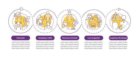 Pneumonia signs vector infographic template. Sweating and chills presentation outline design elements. Data visualization with 5 steps. Process timeline info chart. Workflow layout with line icons