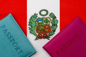 On the flag of Peru is a passport. photo