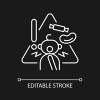 Choking hazard foods white linear icon for dark theme. Child safety at home. Trauma prevention. Thin line customizable illustration. Isolated vector contour symbol for night mode. Editable stroke