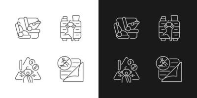 Accidents prevention linear icons set for dark and light mode. Falling and choking precaution. Child safety. Customizable thin line symbols. Isolated vector outline illustrations. Editable stroke