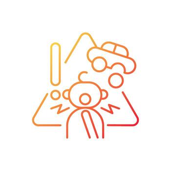 Choking hazard toys gradient linear vector icon. Child safety at home. Prevent swallowing small parts and elements. Thin line color symbol. Modern style pictogram. Vector isolated outline drawing