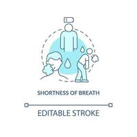 Breath shortness blue concept icon. Pneumonia sign abstract idea thin line illustration. Respiratory tract infection. Chronic bronchitis. Vector isolated outline color drawing. Editable stroke