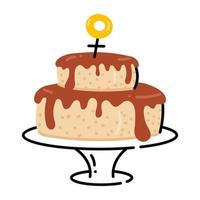 Chocolate cake with female gender sign, flat icon of feminist cake vector