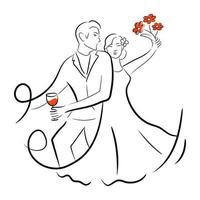 A beautiful hand drawn illustration of married couple vector