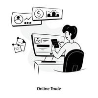descargar ilustración dibujada a mano del comercio en línea vector